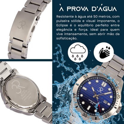 Relógio Três Reis 3R Eclipse Edição Especial Limitada 20 Anos Azul Blue Whale