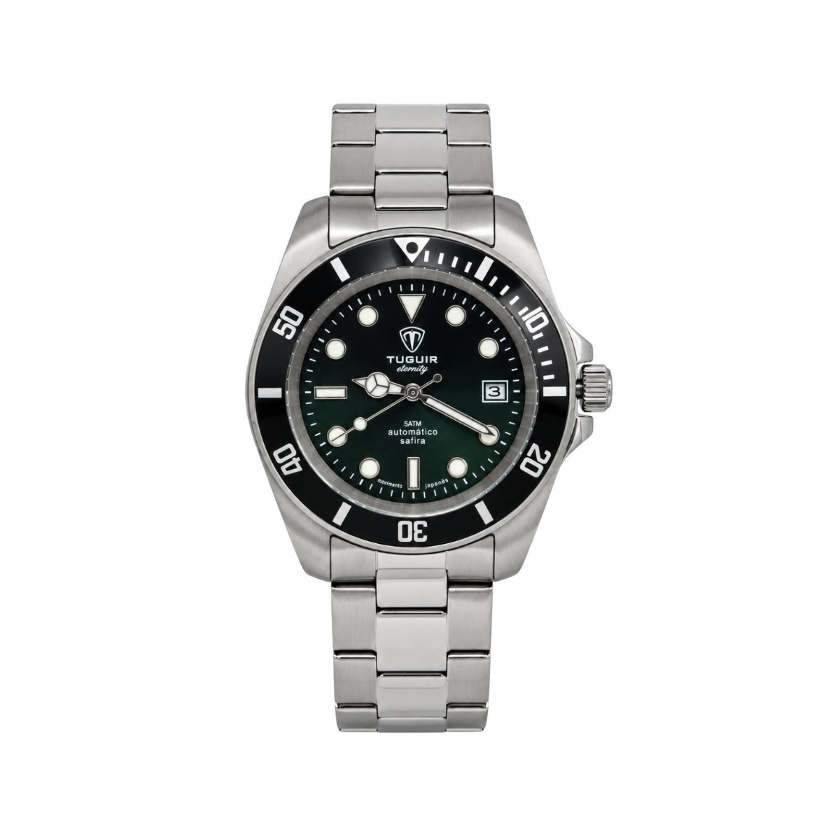 Relógio Masculino Automático Tuguir Eternity Tge40025 Vidro De Safira, Visor Verde Camaleão ( estilo Sunburst ) Calibre 8215 Miyota