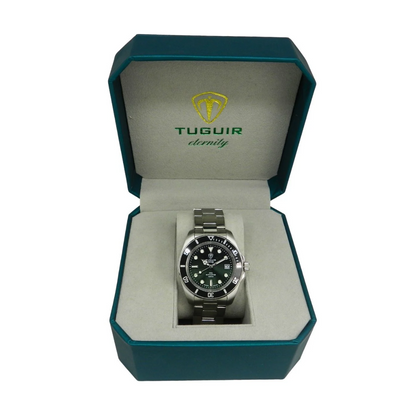 Relógio Masculino Automático Tuguir Eternity Tge40025 Vidro De Safira, Visor Verde Camaleão ( estilo Sunburst ) Calibre 8215 Miyota