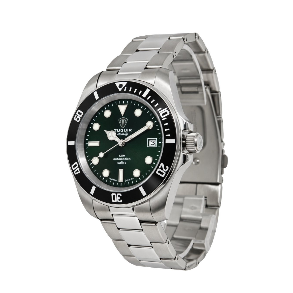 Relógio Masculino Automático Tuguir Eternity Tge40025 Vidro De Safira, Visor Verde Camaleão ( estilo Sunburst ) Calibre 8215 Miyota