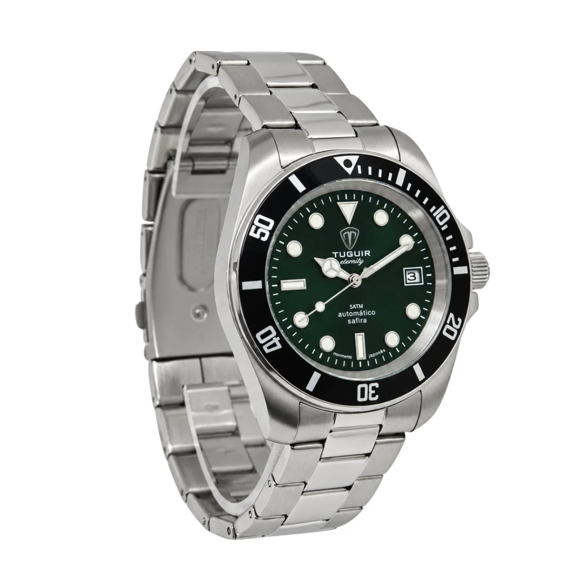 Relógio Masculino Automático Tuguir Eternity Tge40025 Vidro De Safira, Visor Verde Camaleão ( estilo Sunburst ) Calibre 8215 Miyota