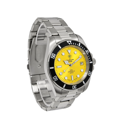 Relógio Masculino Automático Tuguir Eternity Tge40027 Vidro De Safira, Visor Amarelo Camaleão ( estilo Sunburst ) Calibre 8215 Miyota