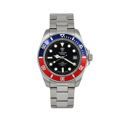 Relógio Masculino Automático Tuguir Eternity TGE40026 Vidro De Safira, Visor Preto ( Pepsi ) Calibre 8215 Miyota