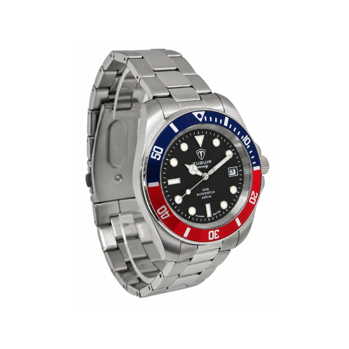 Relógio Masculino Automático Tuguir Eternity TGE40026 Vidro De Safira, Visor Preto ( Pepsi ) Calibre 8215 Miyota