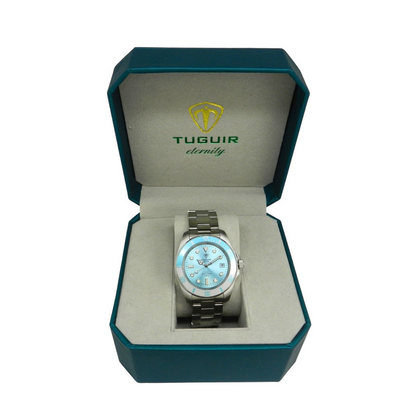 Relógio Masculino Automático Tuguir Eternity Tge40022 Vidro De Safira, Visor Azul Claro ( Azul Celeste ) Calibre 8215 Miyota