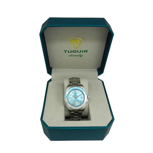 Relógio Masculino Automático Tuguir Eternity Tge40022 Vidro De Safira, Visor Azul Claro ( Azul Celeste ) Calibre 8215 Miyota