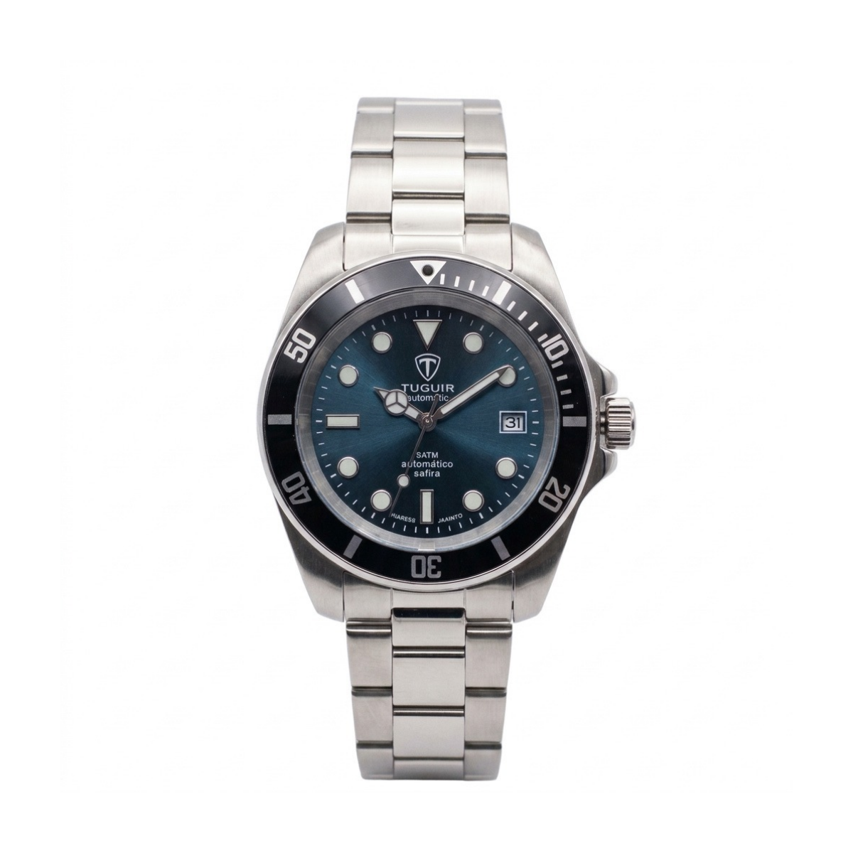 Relógio Masculino Automático Tuguir Eternity Tge40020 Vidro De Safira, Visor Azul Camaleão ( estilo Sunburst ) Calibre 8215 Miyota