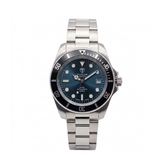 Relógio Masculino Automático Tuguir Eternity Tge40020 Vidro De Safira, Visor Azul Camaleão ( estilo Sunburst ) Calibre 8215 Miyota