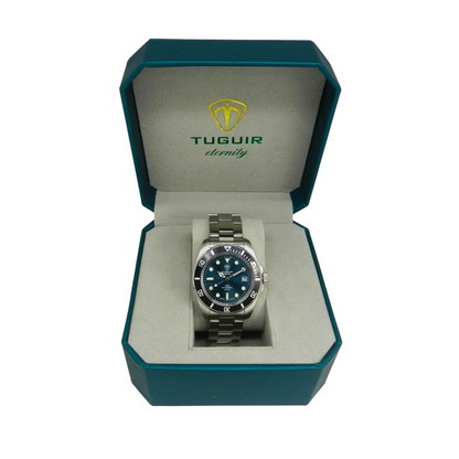 Relógio Masculino Automático Tuguir Eternity Tge40020 Vidro De Safira, Visor Azul Camaleão ( estilo Sunburst ) Calibre 8215 Miyota