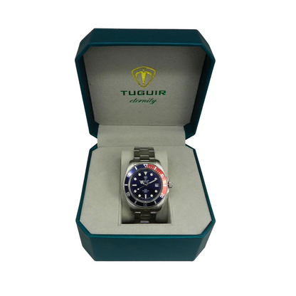 Relógio Masculino Automático Tuguir Eternity Tge40021 Vidro De Safira, Visor Azul ( Pepsi ) Calibre 8215 Miyota