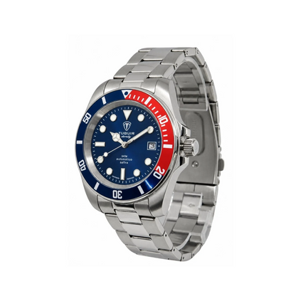 Relógio Masculino Automático Tuguir Eternity Tge40021 Vidro De Safira, Visor Azul ( Pepsi ) Calibre 8215 Miyota