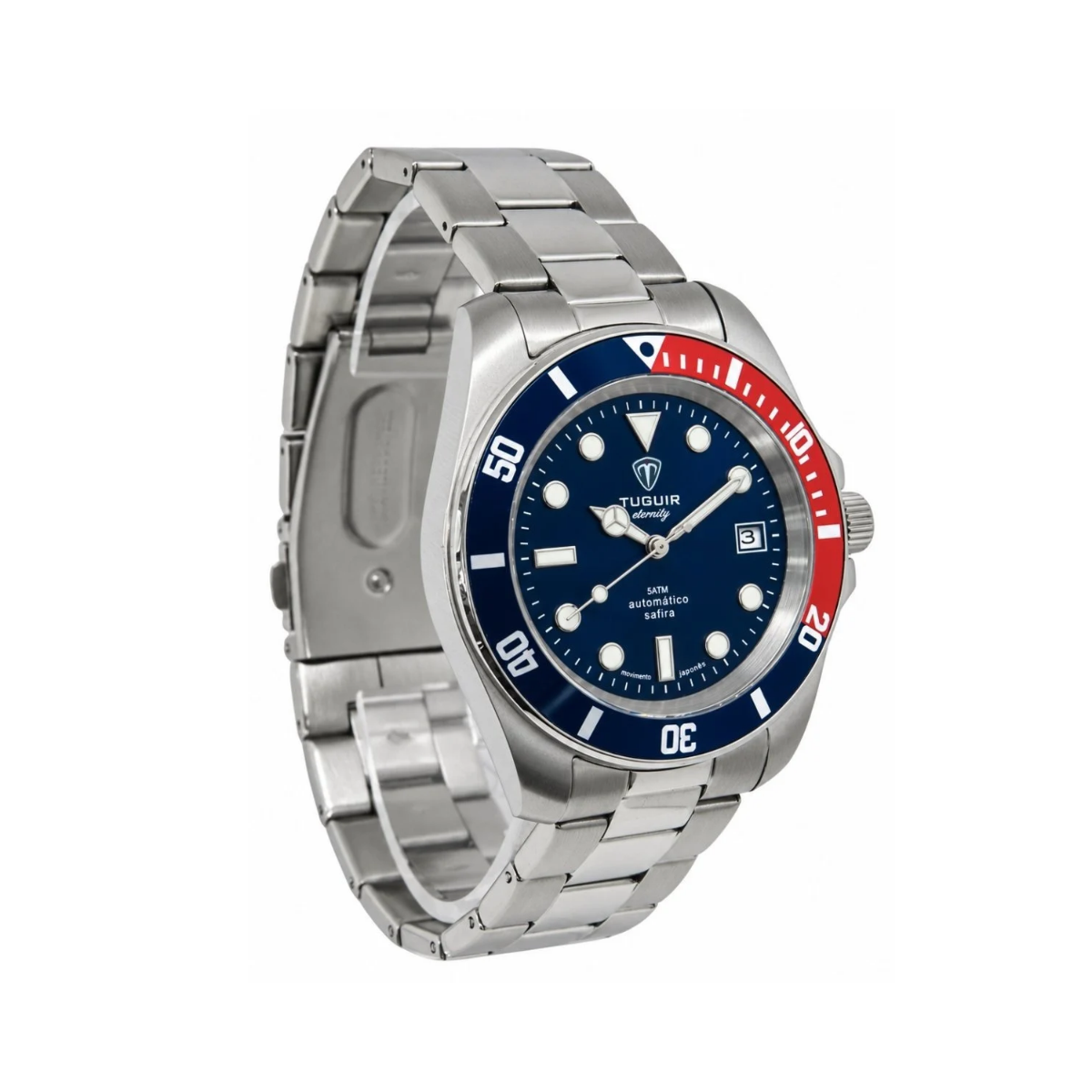 Relógio Masculino Automático Tuguir Eternity Tge40021 Vidro De Safira, Visor Azul ( Pepsi ) Calibre 8215 Miyota