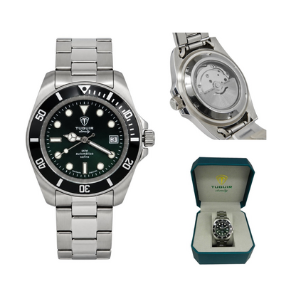 Relógio Masculino Automático Tuguir Eternity Tge40025 Vidro De Safira, Visor Verde Camaleão ( estilo Sunburst ) Calibre 8215 Miyota