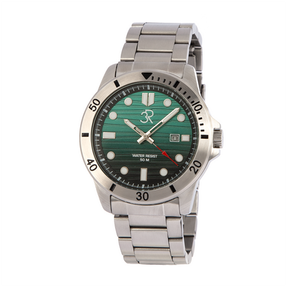 Relógio Três Reis 3R Eclipse Edição Especial Limitada 20 Anos Verde Jade e Prata