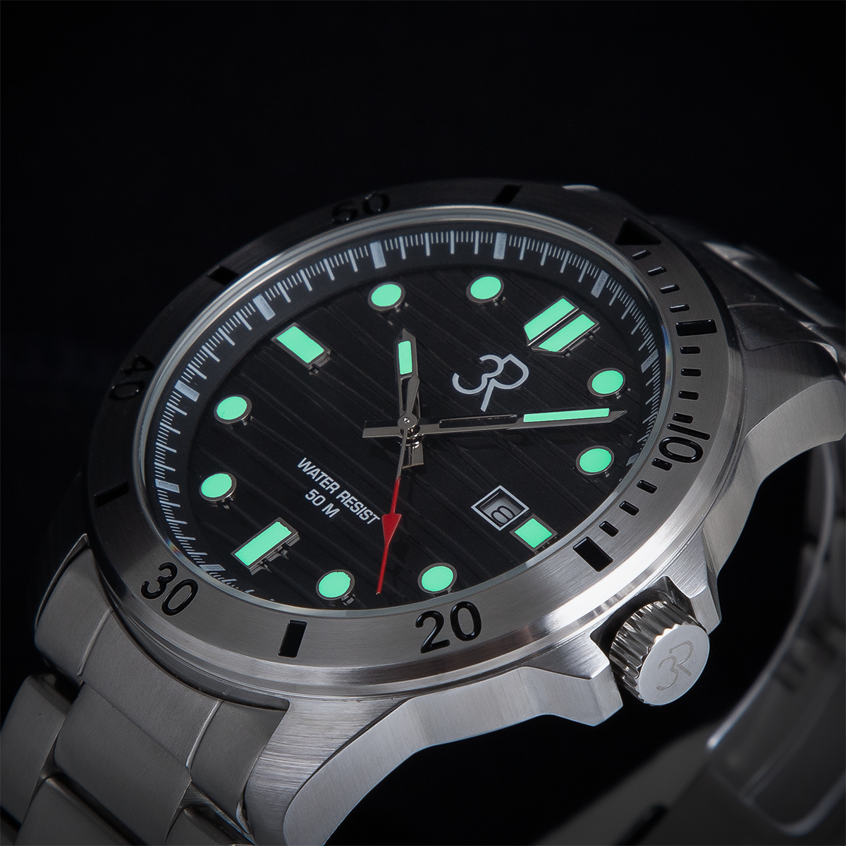 Relógio Três Reis 3R Eclipse Edição Especial Limitada 20 Anos Verde Jade e Prata