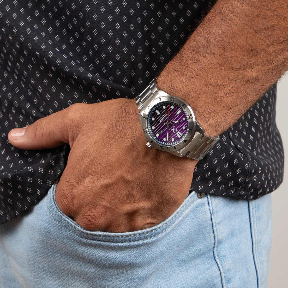 Relógio Três Reis 3R Eclipse Edição Especial Limitada 20 Anos Roxo Yuri Purpura e Prata