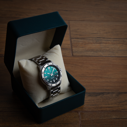 Relógio Três Reis 3R Eclipse Edição Especial Limitada 20 Anos Verde Jade e Prata