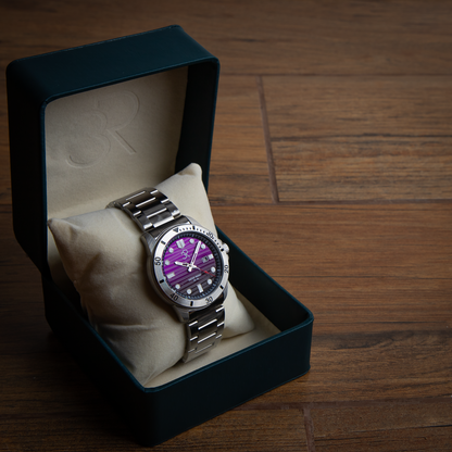 Relógio Três Reis 3R Eclipse Edição Especial Limitada 20 Anos Roxo Yuri Purpura e Prata